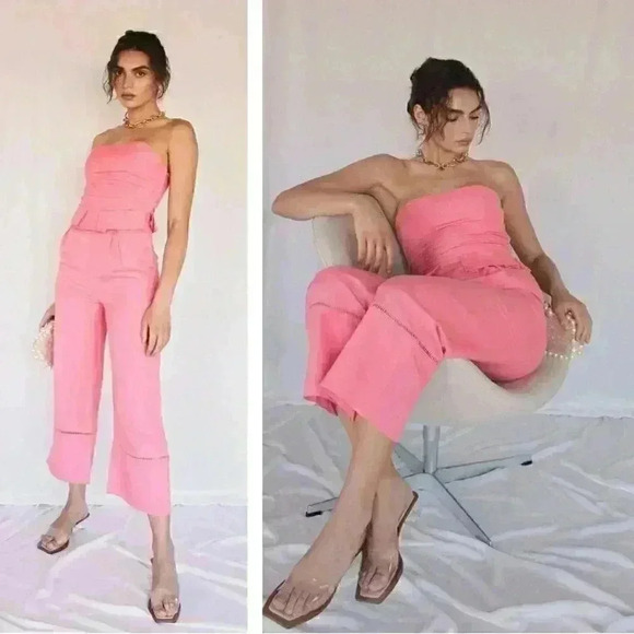 cult gaia Pants - NEW Cult Gaia Elle High Waist Wide Leg Linen Pant In Magnolia